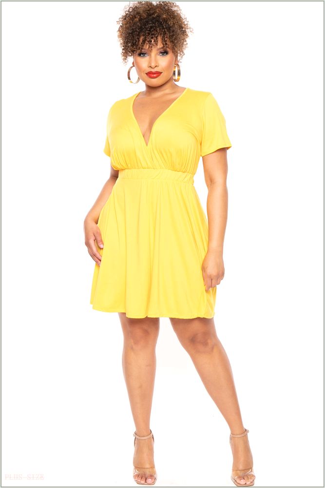  Plus Size Lucy Flare Dress - Yellow J6-CS0854-YW-1X