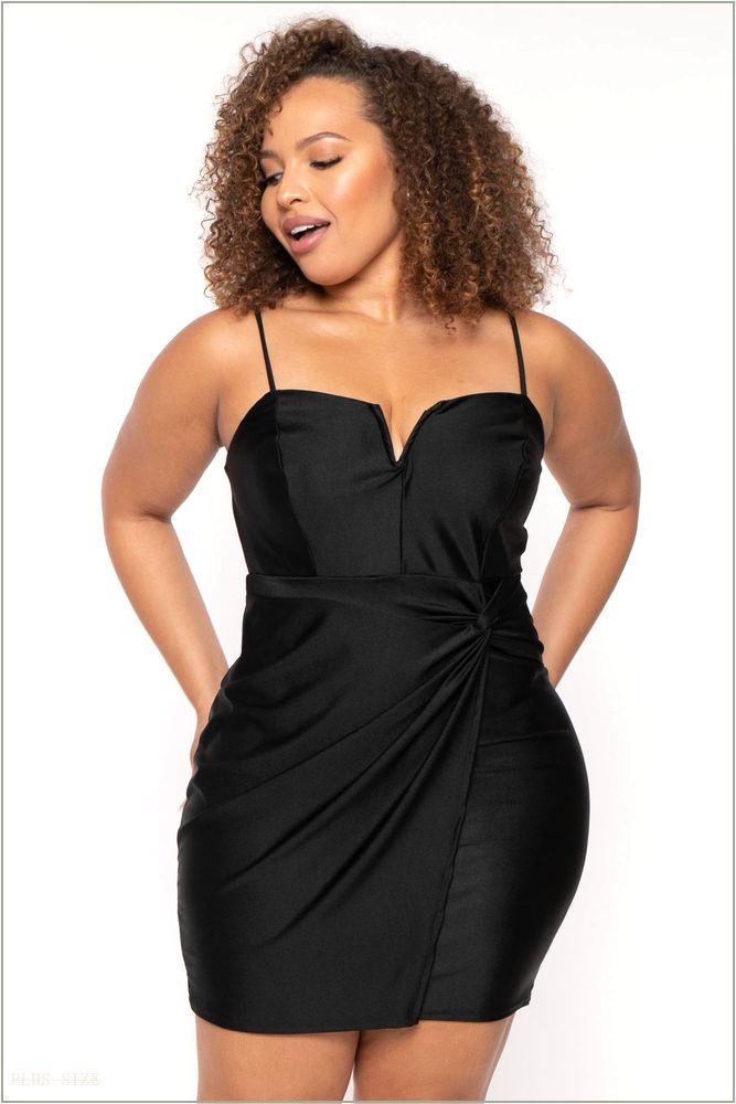  Plus Size Lunette Cami Mini Dress -Black H13-CS2391-BK-1X