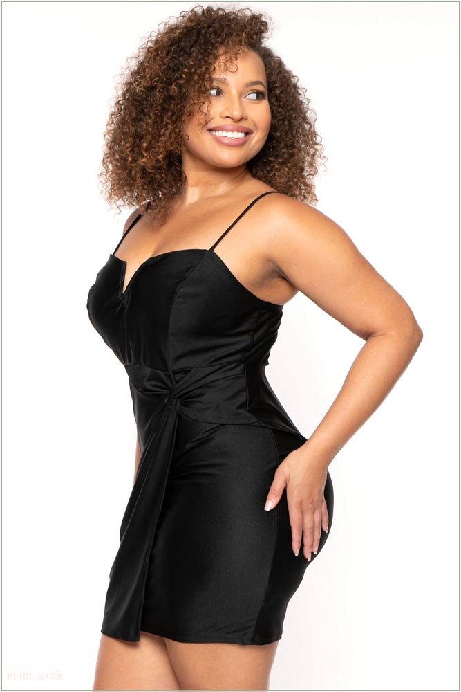  Plus Size Lunette Cami Mini Dress -Black H13-CS2391-BK-1X