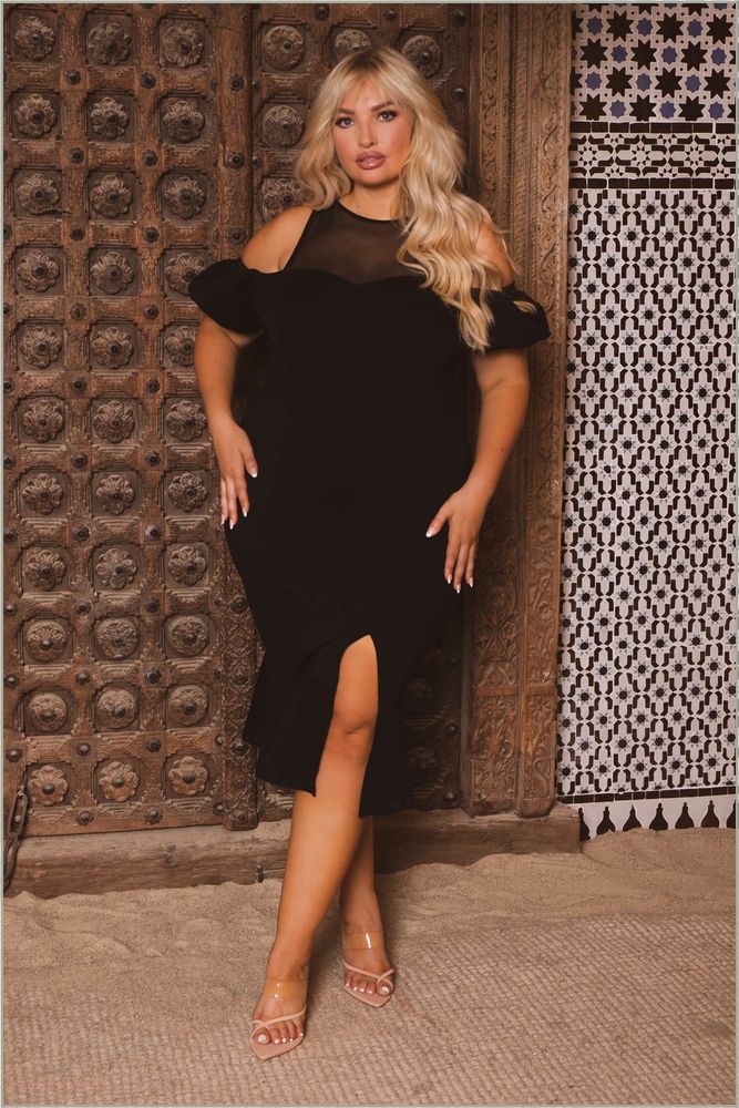  Plus Size Magalie Bodycon Dress - Black H5-CS2322-BK-1X