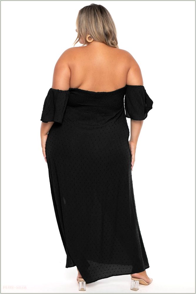  Plus Size Moriah Swiss Dot Maxi Dress - Black Z213-CWD1731X-BK-1X