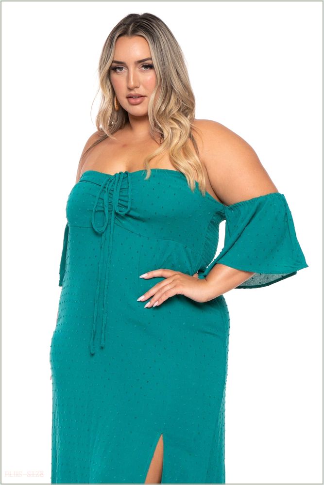  Plus Size Moriah Swiss Dot Maxi Dress - Green Z213-CWD1731X-GR-1X