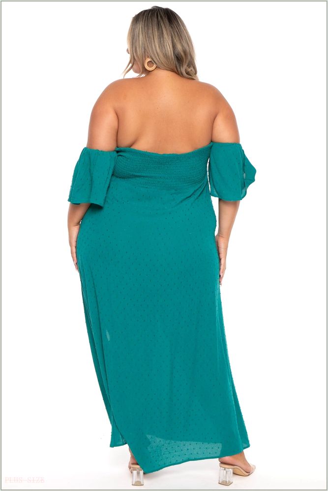  Plus Size Moriah Swiss Dot Maxi Dress - Green Z213-CWD1731X-GR-1X