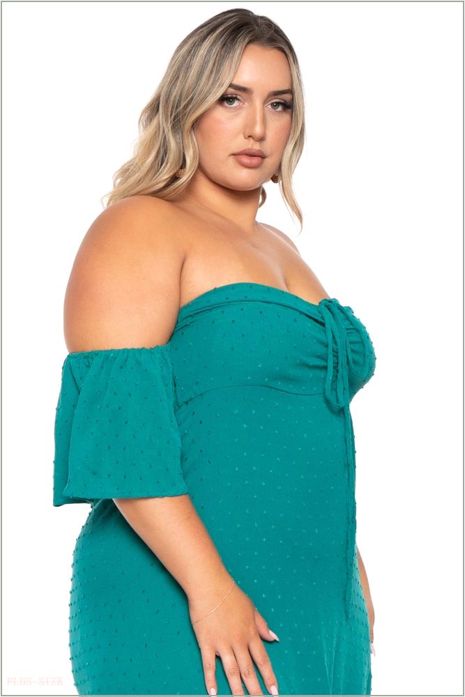  Plus Size Moriah Swiss Dot Maxi Dress - Green Z213-CWD1731X-GR-1X