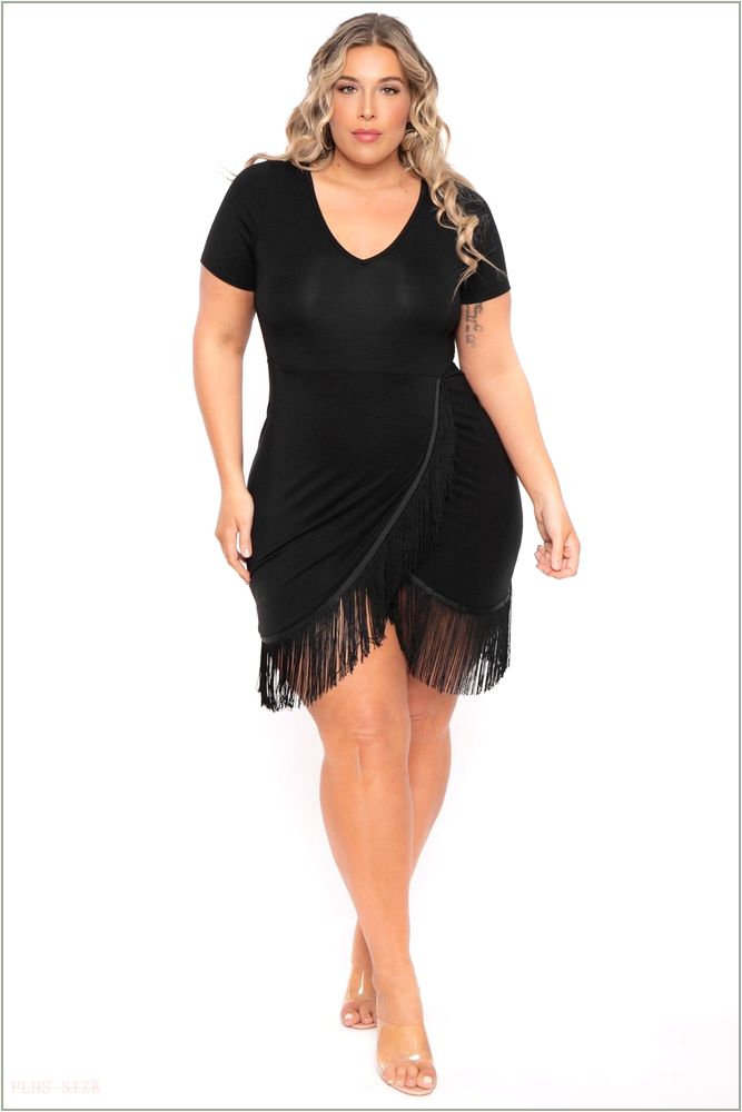  Plus Size Mamacita Fringe Dress - Black D25-CS2309-BK-1X