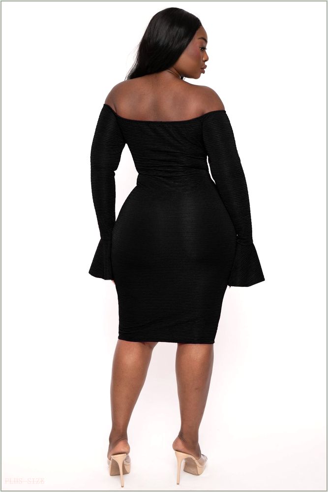  Plus Size Maryliz Front Twist Bodycon Dress - Black H2-CS2593-BK-4X