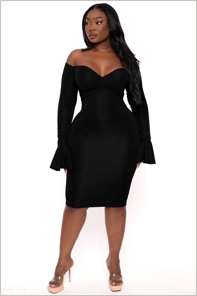  Plus Size Maryliz Front Twist Bodycon Dress - Black H2-CS2593-BK-4X