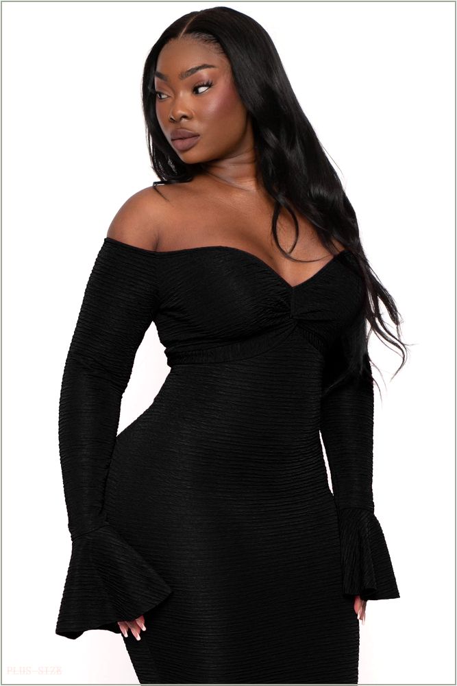  Plus Size Maryliz Front Twist Bodycon Dress - Black H2-CS2593-BK-4X