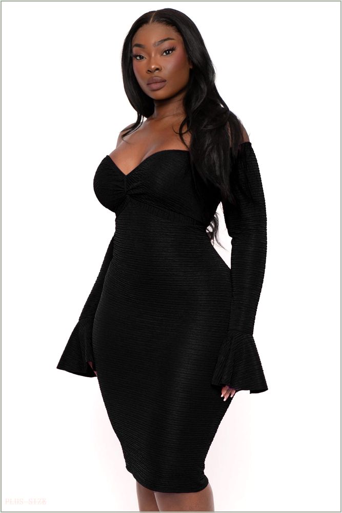  Plus Size Maryliz Front Twist Bodycon Dress - Black H2-CS2593-BK-4X