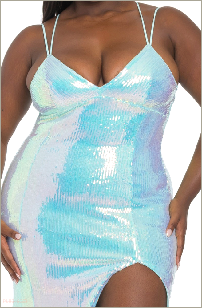  Plus Size Mermaid Sequins Gown- Baby Blue Z344-BCCDQ24383-BB-1X