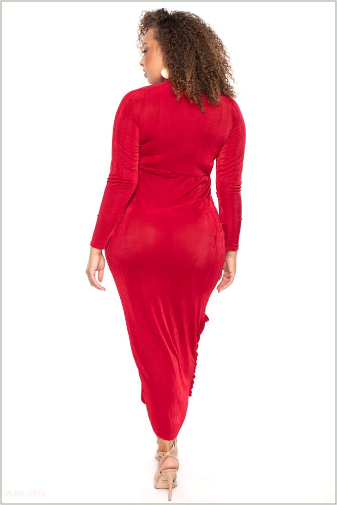  Plus Size Moon Kissed Slinky Bodycon Dress - Red F78-CS2213-RD-3X