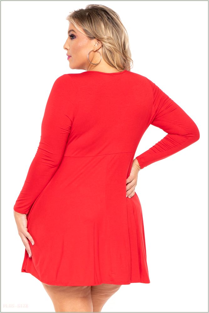  Plus Size Niela Flare Dress - Red X25-CS2207-RD-1X