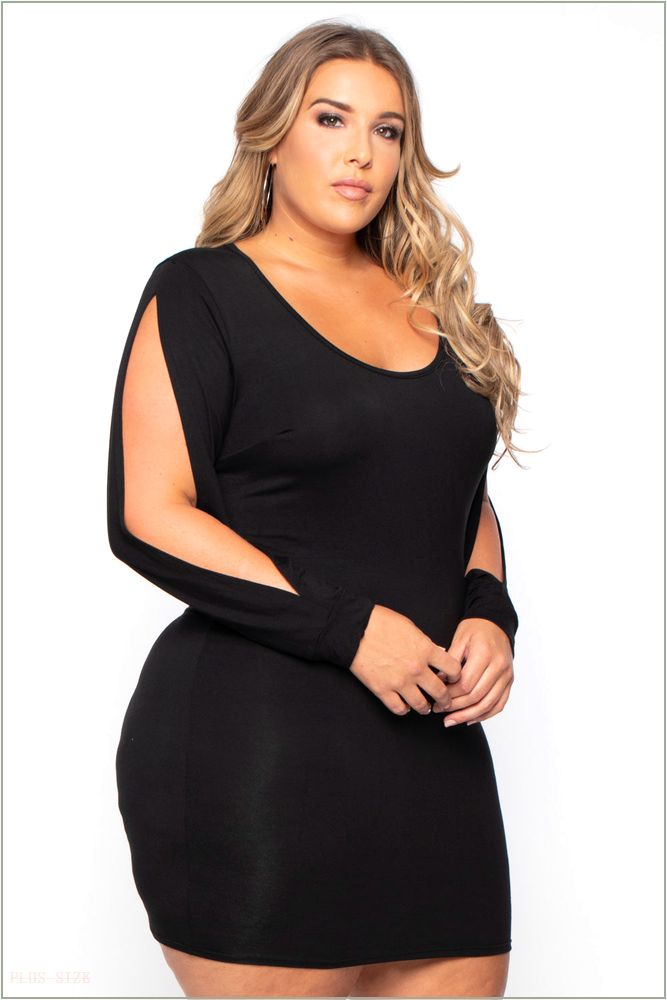  Plus Size Noire Bodycon Dress - Black P52-CS1255-BK-4X