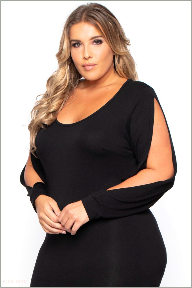  Plus Size Noire Bodycon Dress - Black P52-CS1255-BK-4X