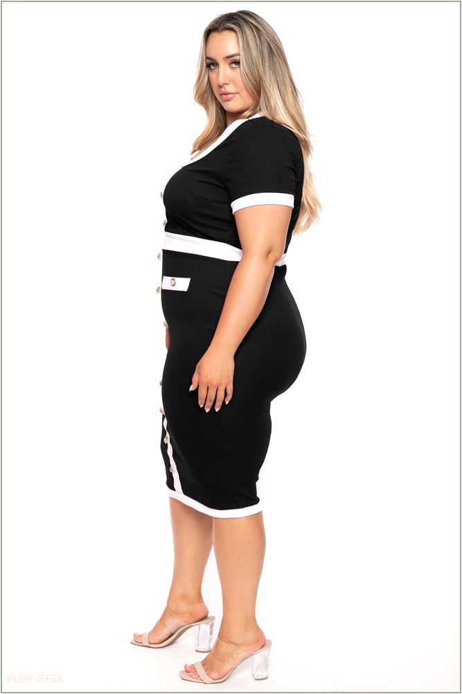  Plus Size Penelope Midi Dress- Black H7-CS2313-BK-1X