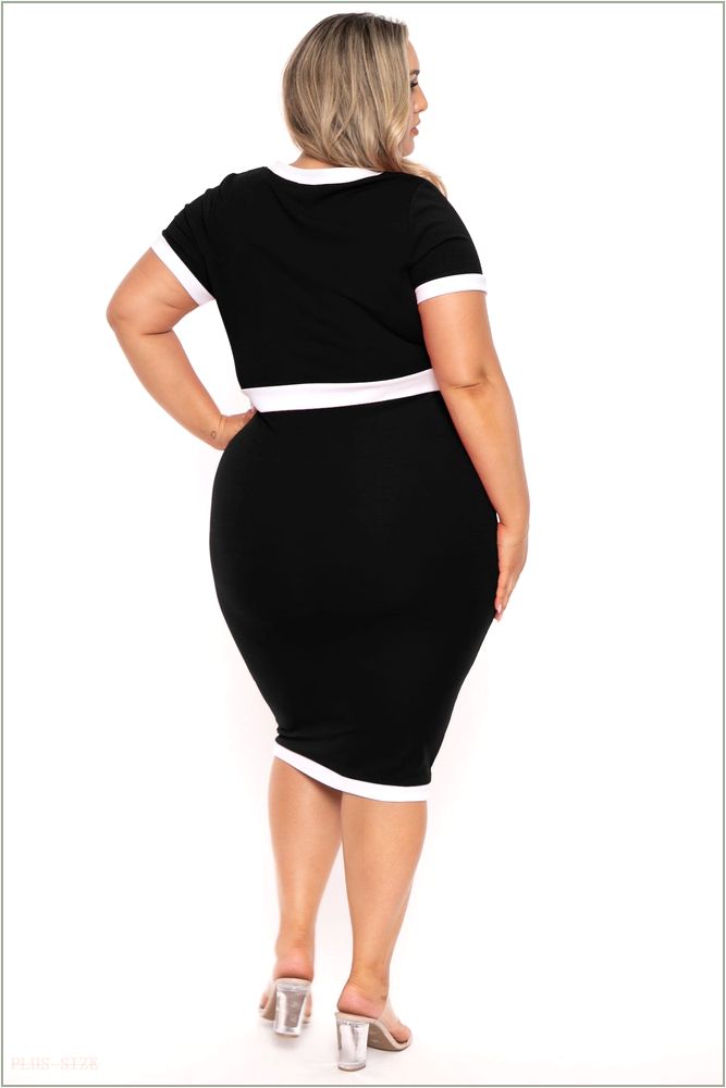  Plus Size Penelope Midi Dress- Black H7-CS2313-BK-1X