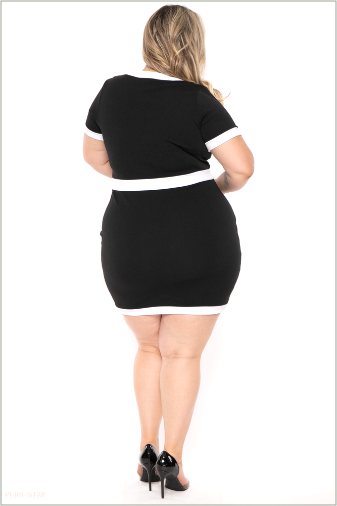  Plus Size Penelope Mini Dress- Black H10-CS2312-BK-1X