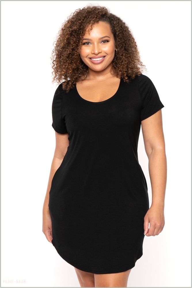  Plus Size Raven Tee Shirt Dress - Black H9-CS2583-BK-1X