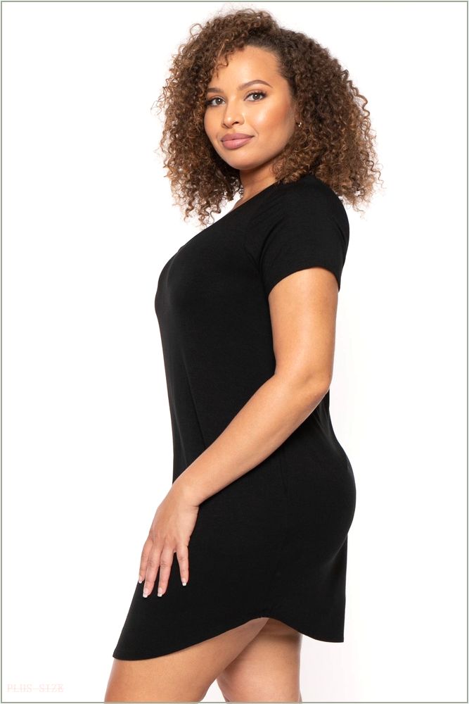  Plus Size Raven Tee Shirt Dress - Black H9-CS2583-BK-1X