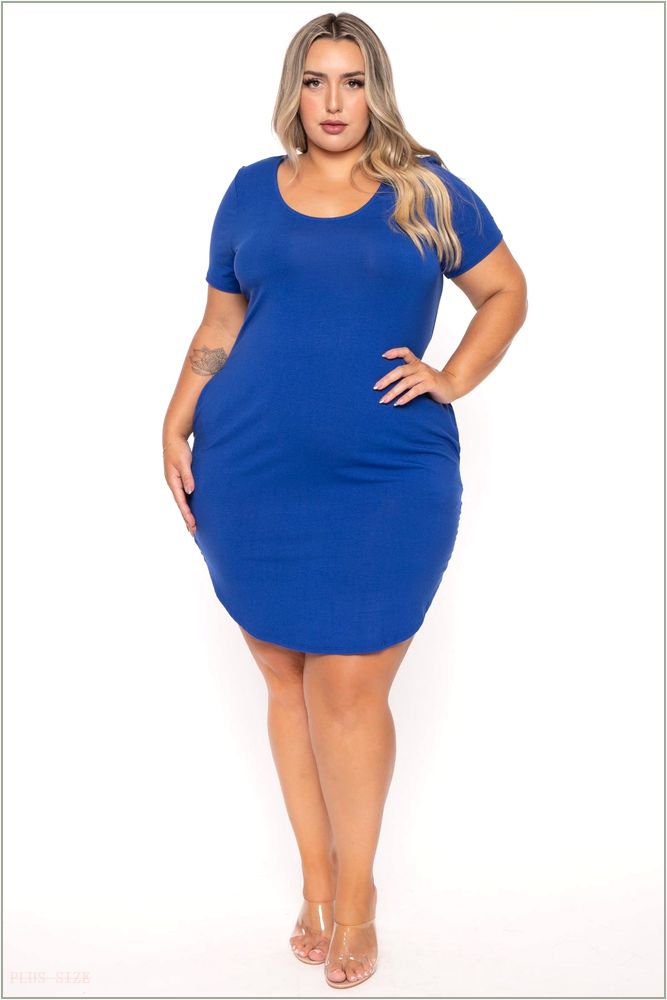  Plus Size Raven Tee Shirt Dress - Blue H9-CS2583-BL-1X