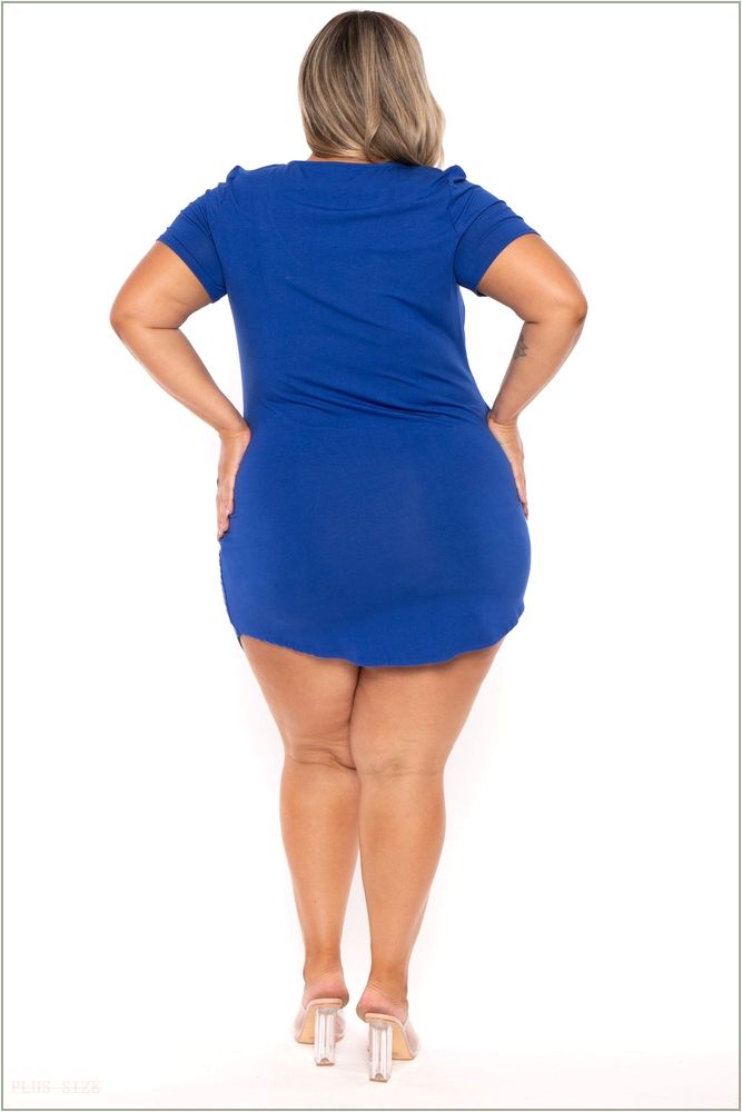  Plus Size Raven Tee Shirt Dress - Blue H9-CS2583-BL-1X