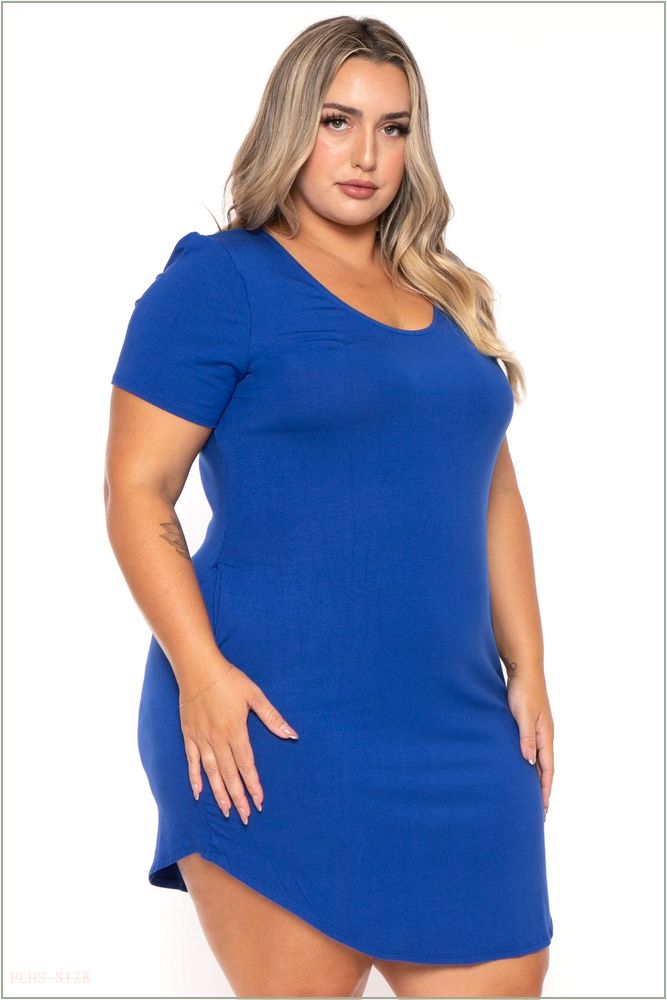  Plus Size Raven Tee Shirt Dress - Blue H9-CS2583-BL-1X