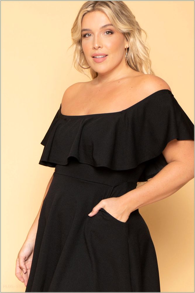  Plus Size Rosabel Dress- Black R49-CS1903-BK-3X