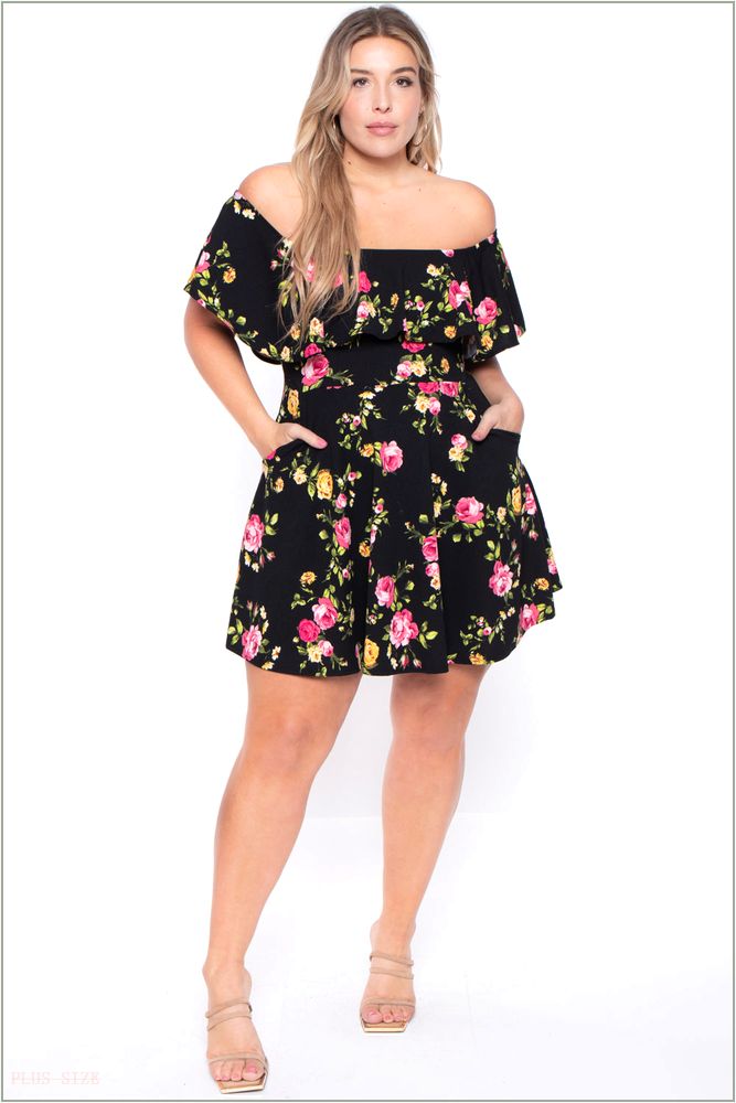  Plus Size Rosabel Floral Dress- Black Z303-CS1903-BK-3X