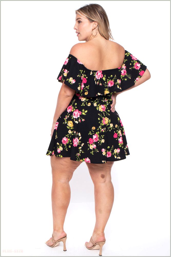  Plus Size Rosabel Floral Dress- Black Z303-CS1903-BK-3X