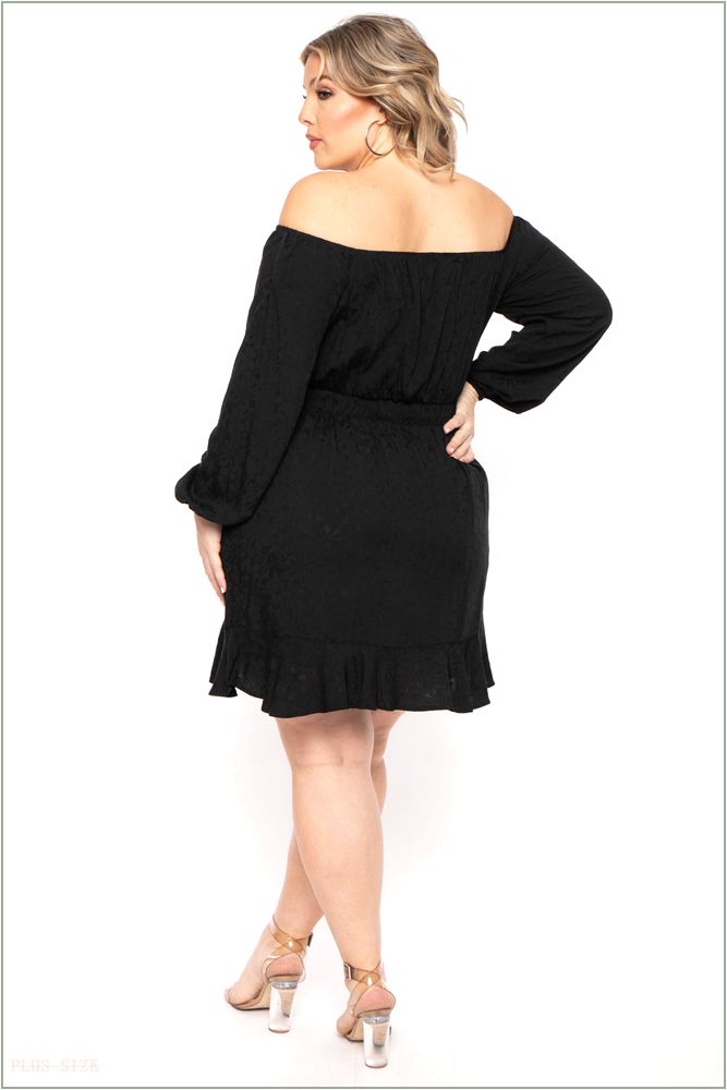  Plus Size Sabrina Off The shoulder Dress - Black H1-CS2277-BK-3X