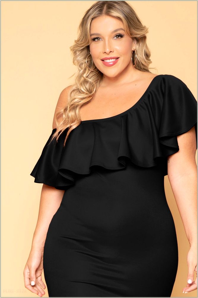  Plus Size Saia Bodycon Dress - Black O55-CS2121-BK-2X