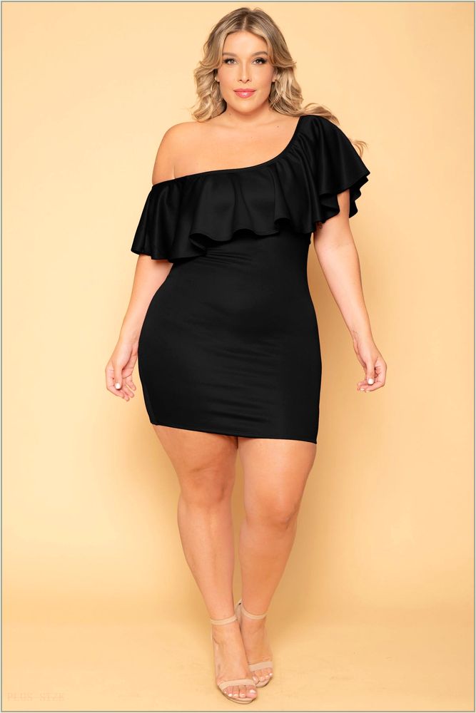  Plus Size Saia Bodycon Dress - Black O55-CS2121-BK-2X