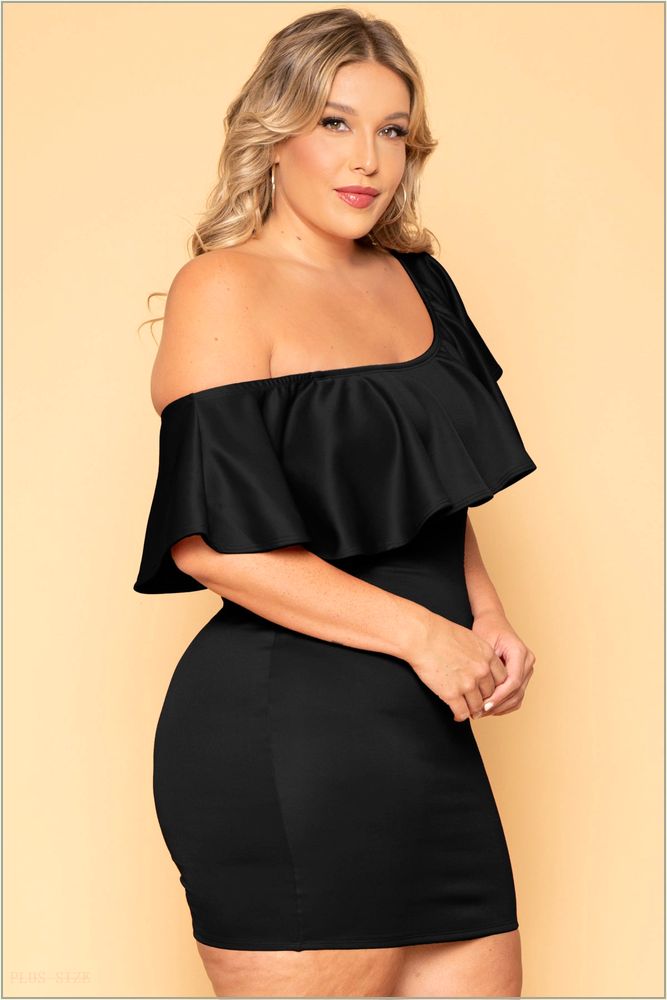  Plus Size Saia Bodycon Dress - Black O55-CS2121-BK-2X