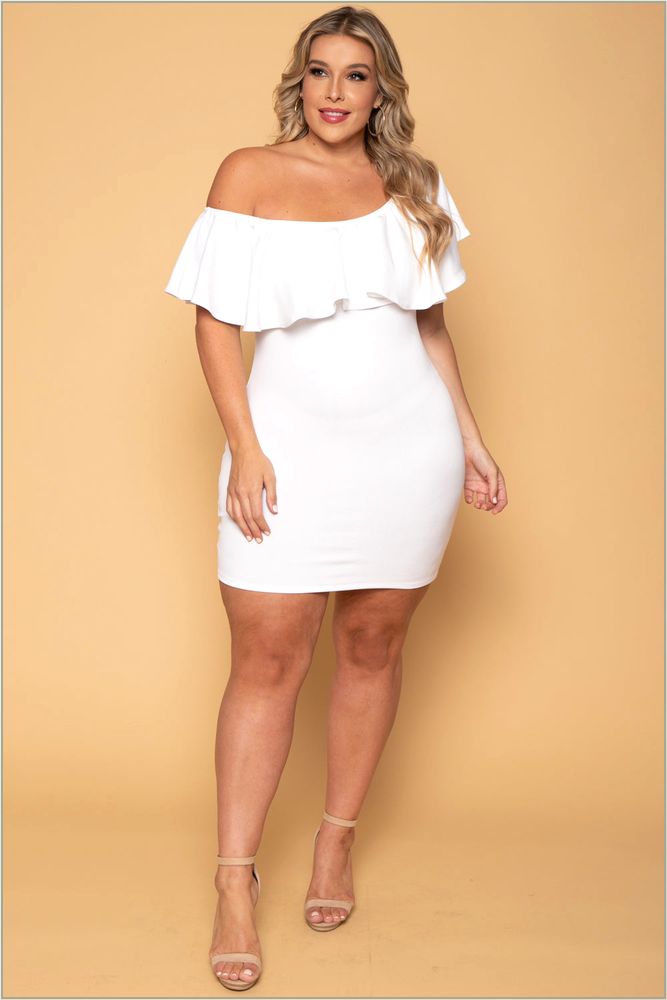  Plus Size Saia Bodycon Dress - White O32-CS2121-WH-3X