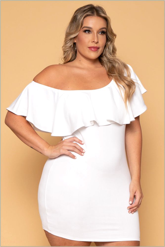  Plus Size Saia Bodycon Dress - White O32-CS2121-WH-3X