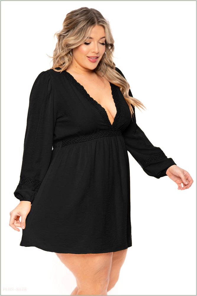  Plus Size Sayra Woven Dress - Black Q21-CS2292-BK-3X