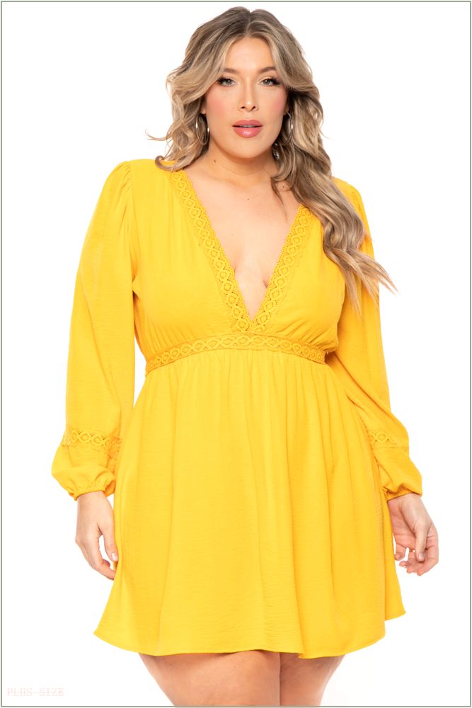  Plus Size Sayra Woven Dress - Yellow Q21-CS2292-YW-3X