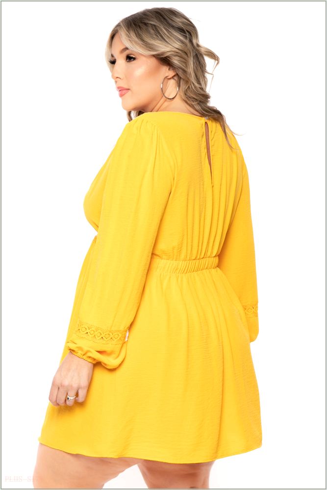  Plus Size Sayra Woven Dress - Yellow Q21-CS2292-YW-3X