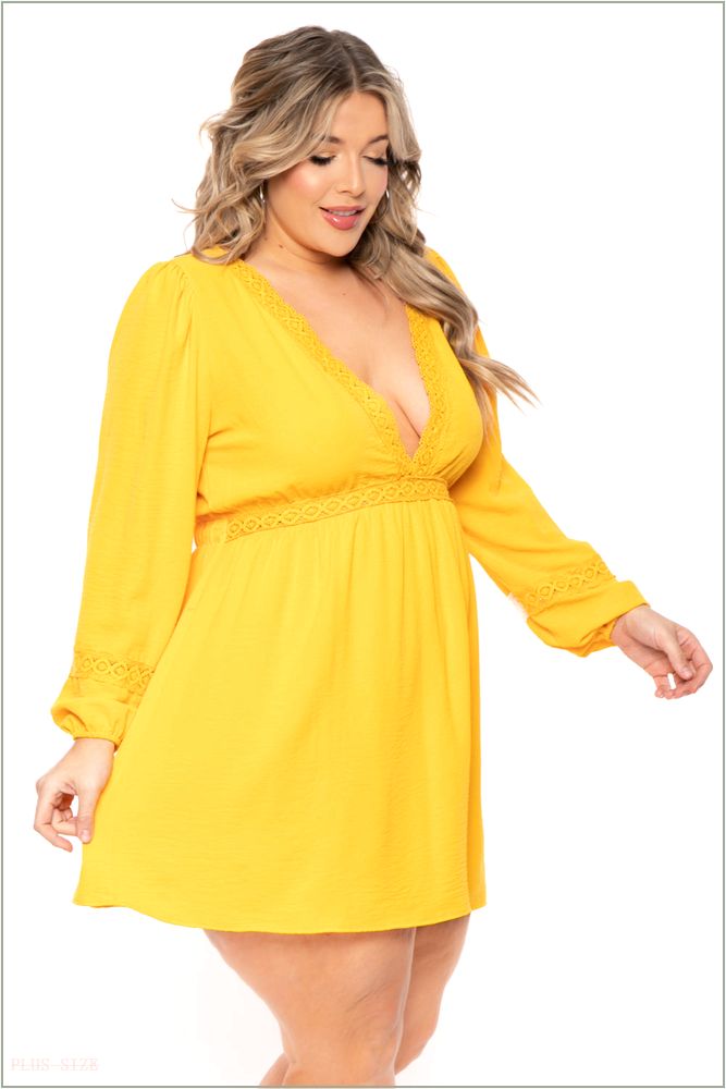  Plus Size Sayra Woven Dress - Yellow Q21-CS2292-YW-3X