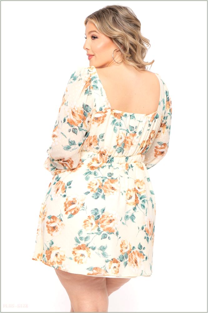  Plus Size Serena Chiffon Floral Dress - Ivory Y10-CS2177FP-IV-3X