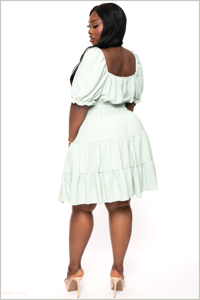  Plus Size Serenity Keyhole Dress - Sage U29-CS2128-SG-1X