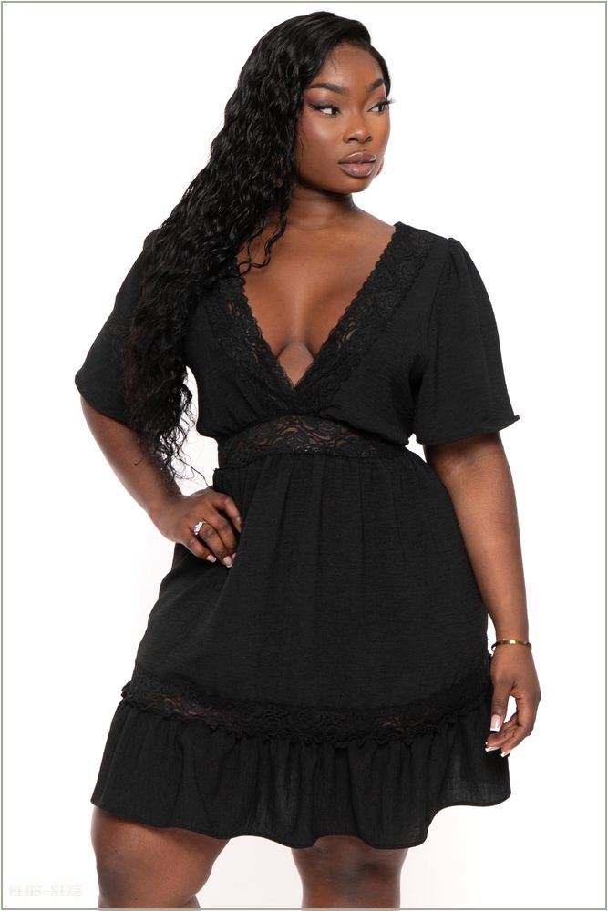  Plus Size Seri Woven Flare Dress - Black H17-CS2348-BK-1X