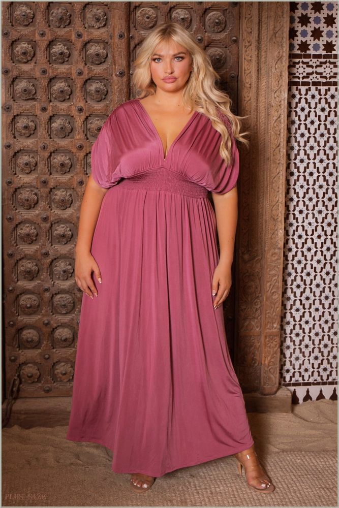  Plus Size Shaina Tie Back Maxi Dress - Mauve H16-ETD-834-PL-MV-1X