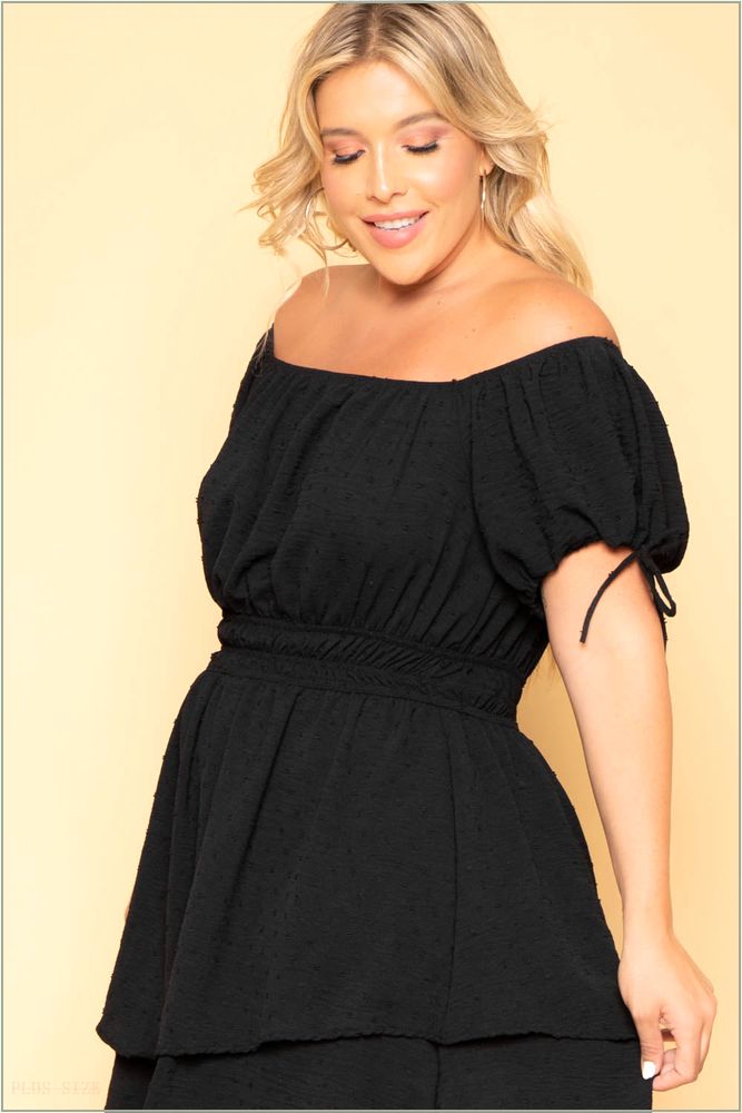  Plus Size Sienna Swiss Dot Dress - Black NG3-CS2129-BK-1X