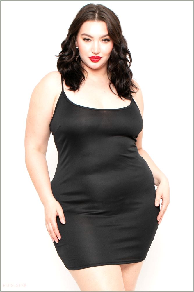  Plus Size Slip Dress- Black S38-CS0003-BK-1X