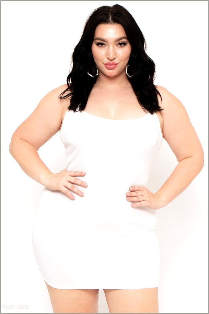  Plus Size Slip Dress - Ivory F8-CS0003-IV-1X