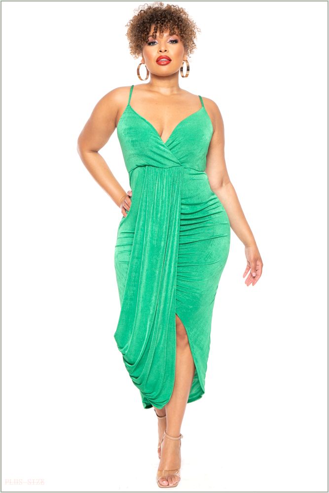  Plus Size Sunkissed Slinky Dress - Green J26-CS2168-GR-3X