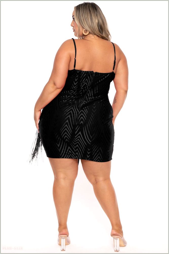  Plus Size Temptress Bodycon Dress- Black Z224-40044X-BK-1X