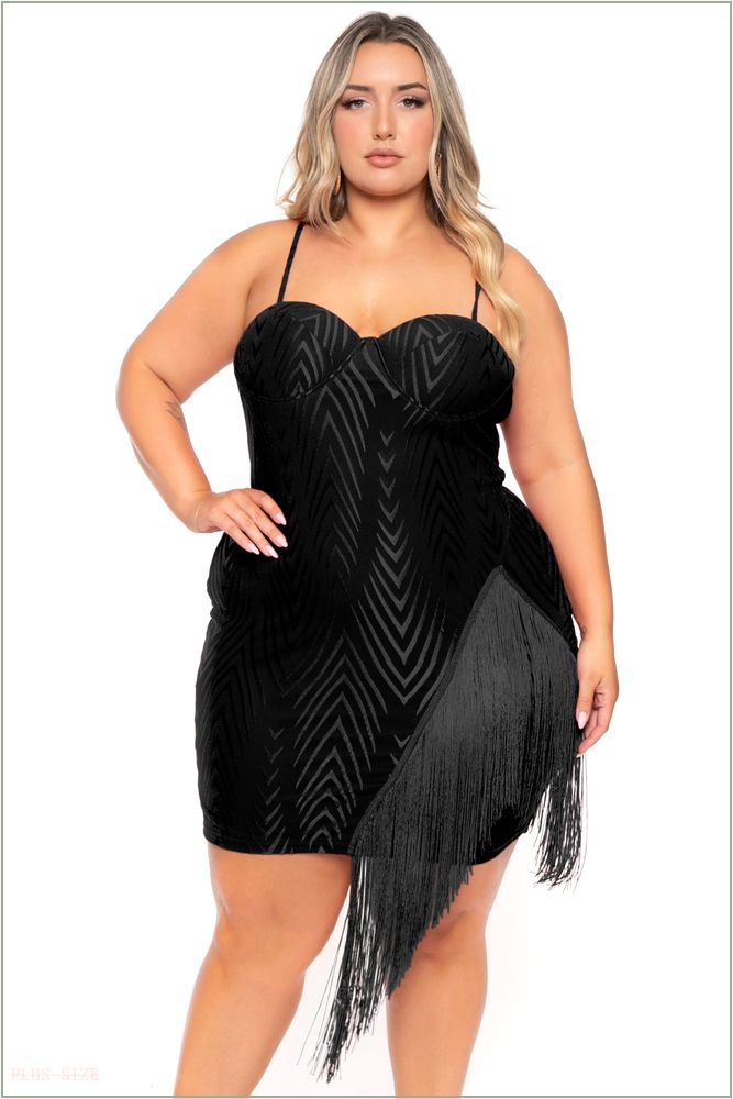  Plus Size Temptress Bodycon Dress- Black Z224-40044X-BK-1X