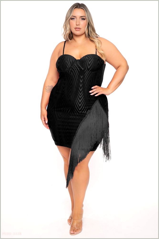  Plus Size Temptress Bodycon Dress- Black Z224-40044X-BK-1X